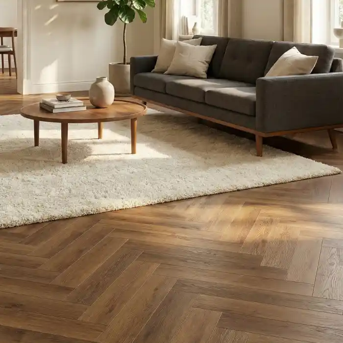brown herringbone spc flooring factory