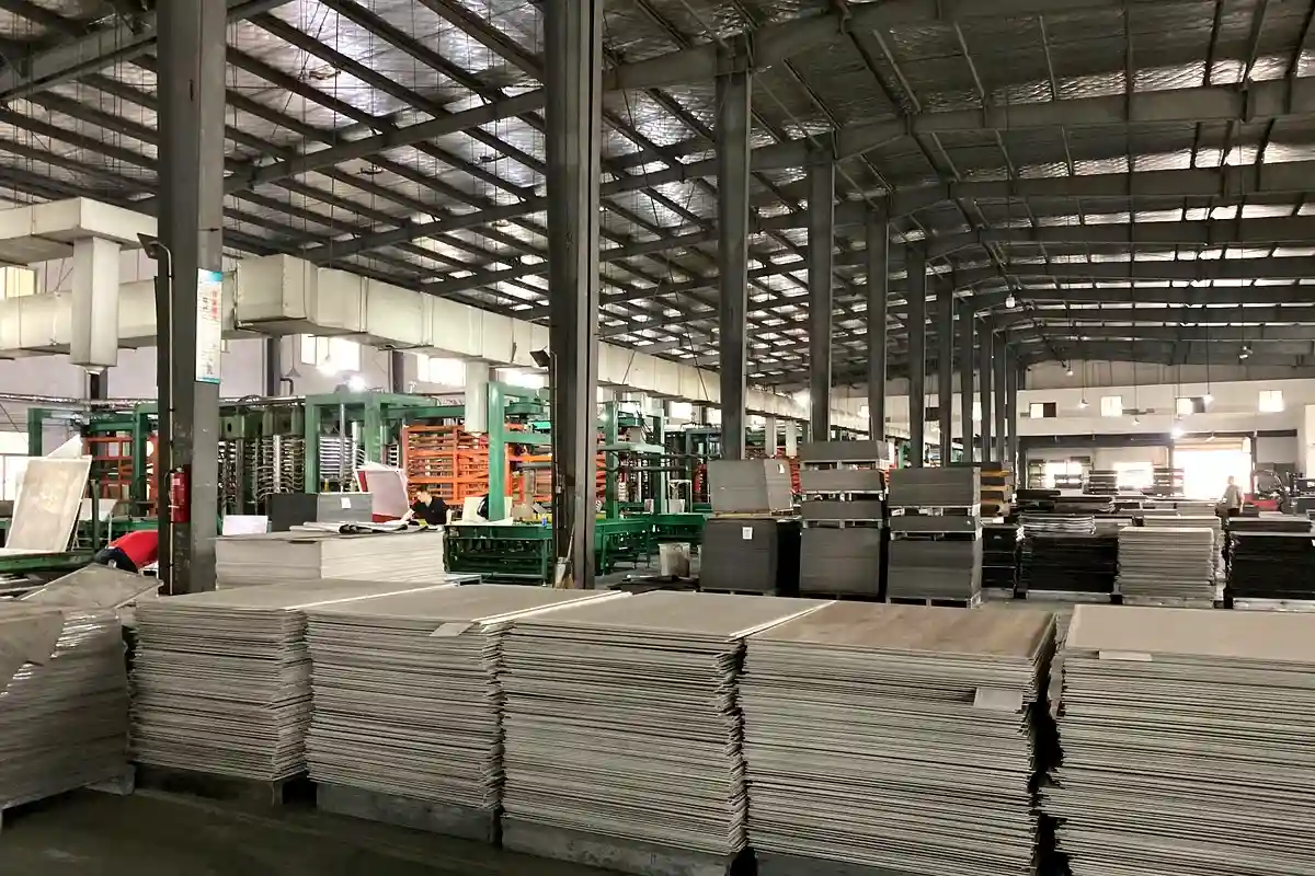 SPC and LVT flooring production inside Green Covering factory