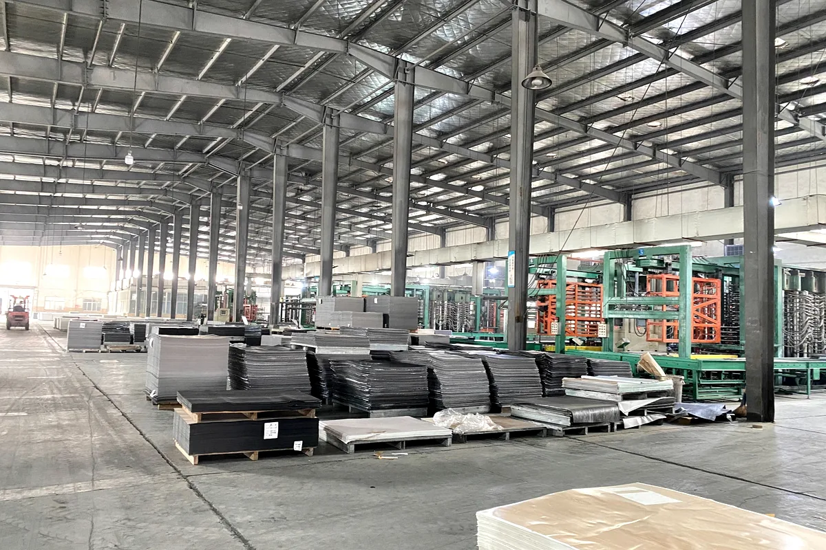 SPC and LVT flooring production line at Green Covering Factory, China