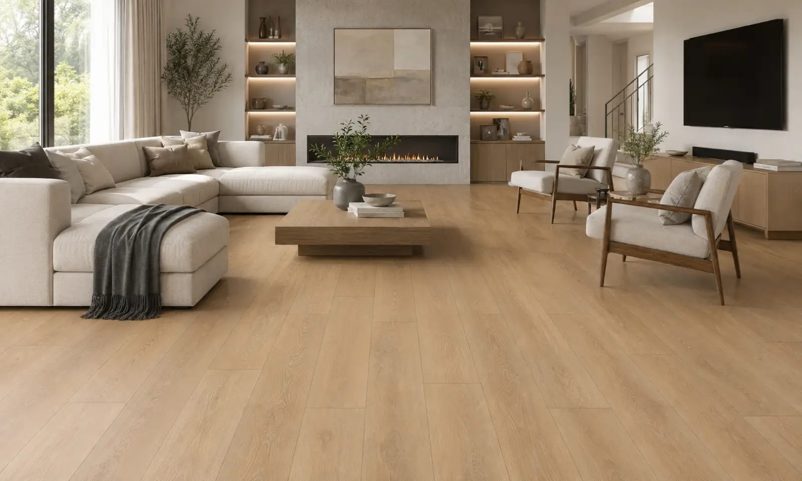 Flexible LVT flooring planks in click and glue-down formats