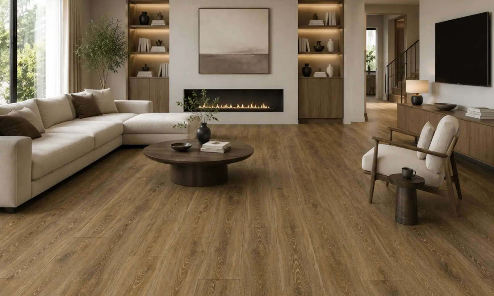 Rigid-core SPC vinyl flooring planks and click edge