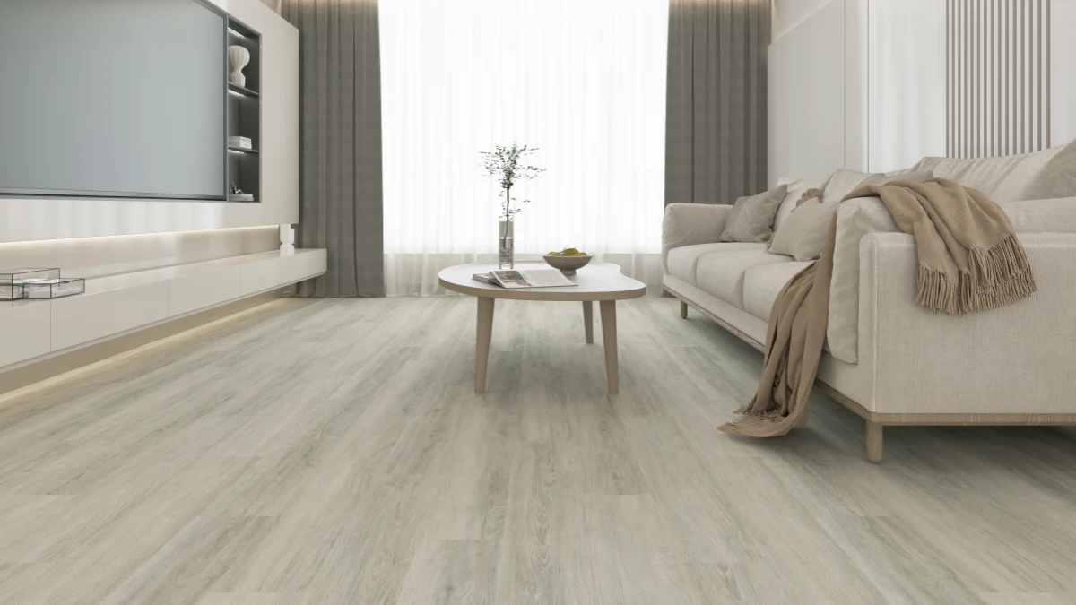 Wood-look SPC flooring surface and EIR texture