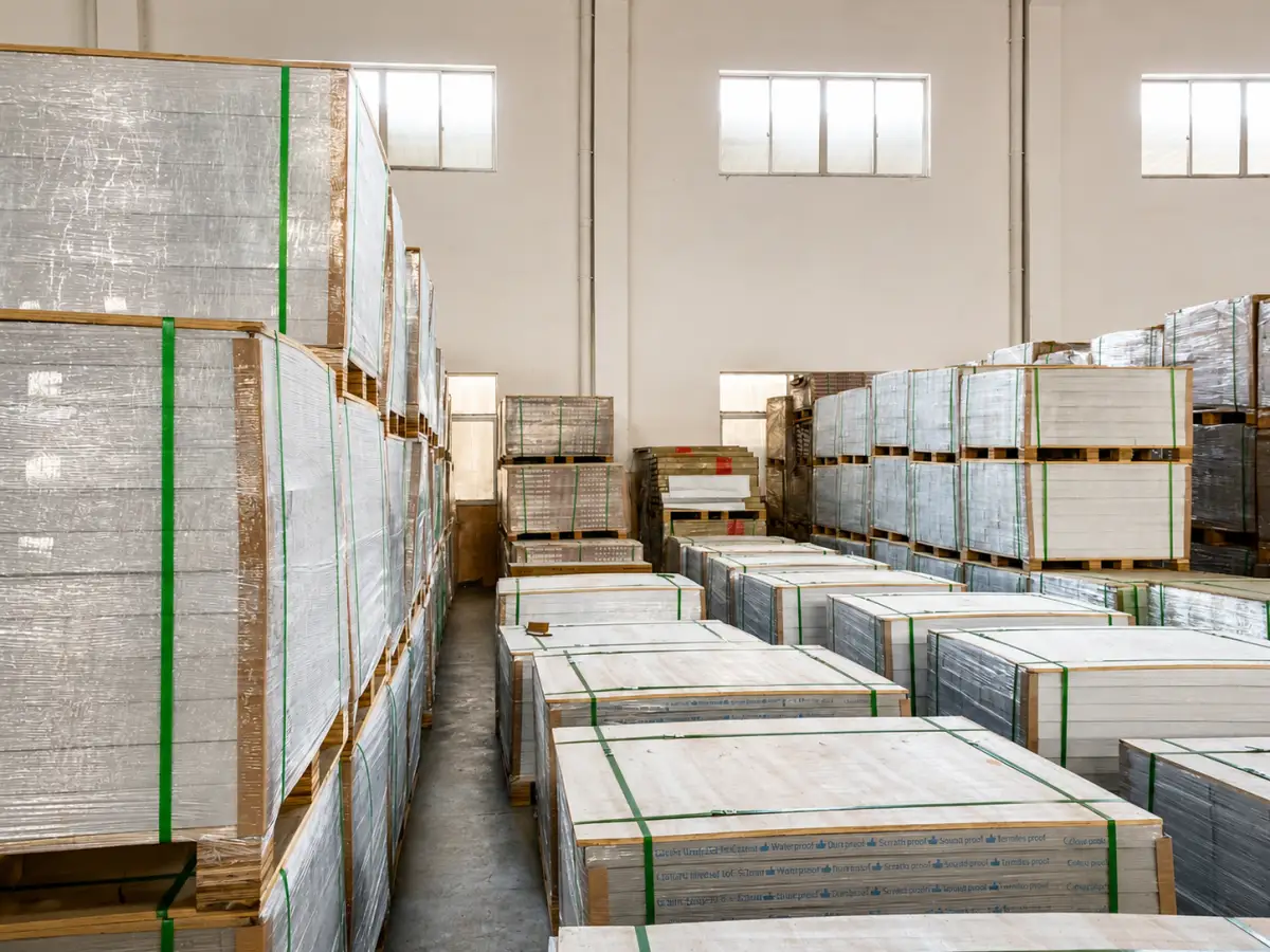 lvt-flooring-cartons-palletized-for-shipment.webp LVT flooring custom cartons palletizing and container loading