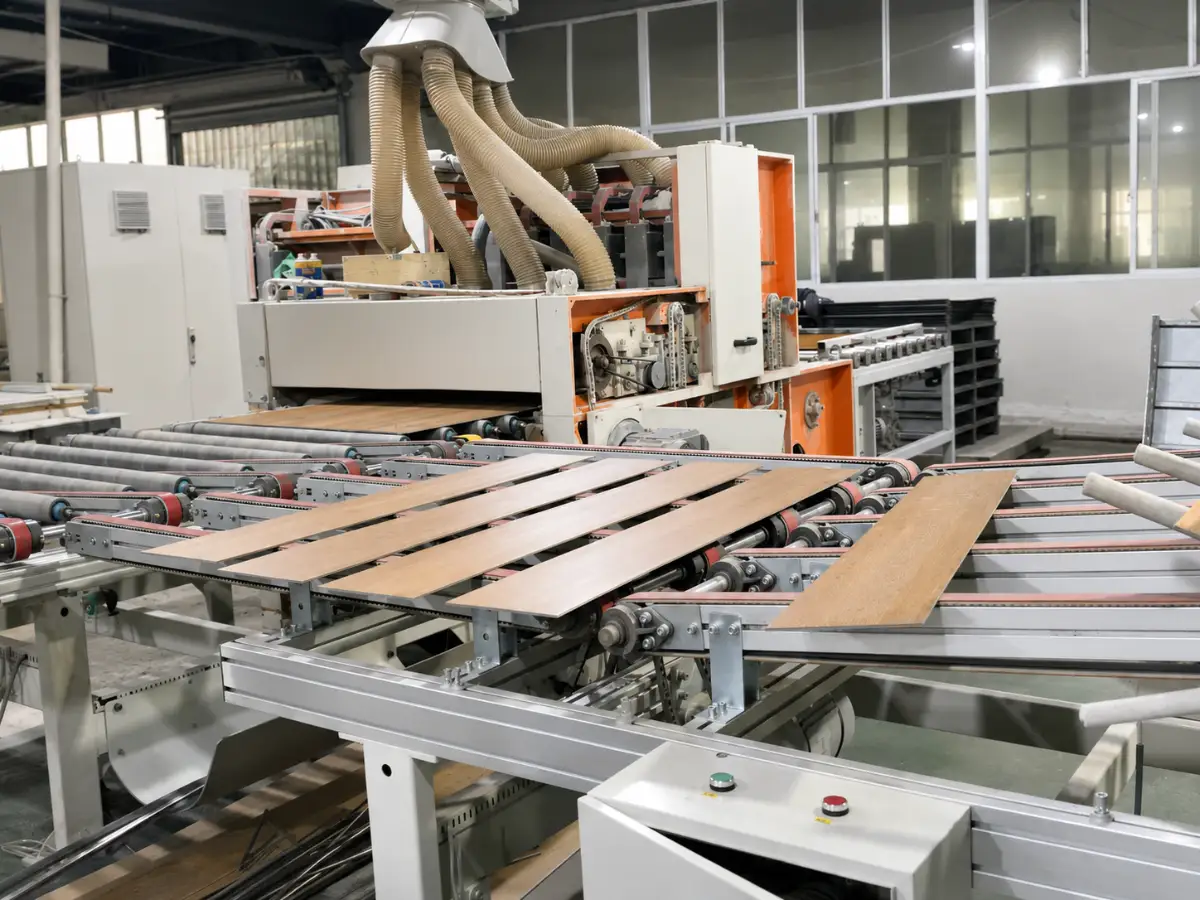 lvt-flooring-cutting-click-profiling LVT flooring sheet cutting and click profiling process