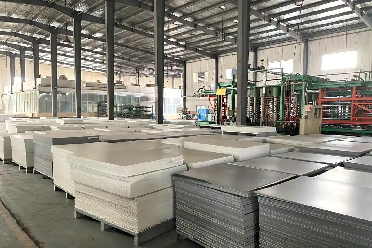 Finished flooring goods prepared in factory warehouse