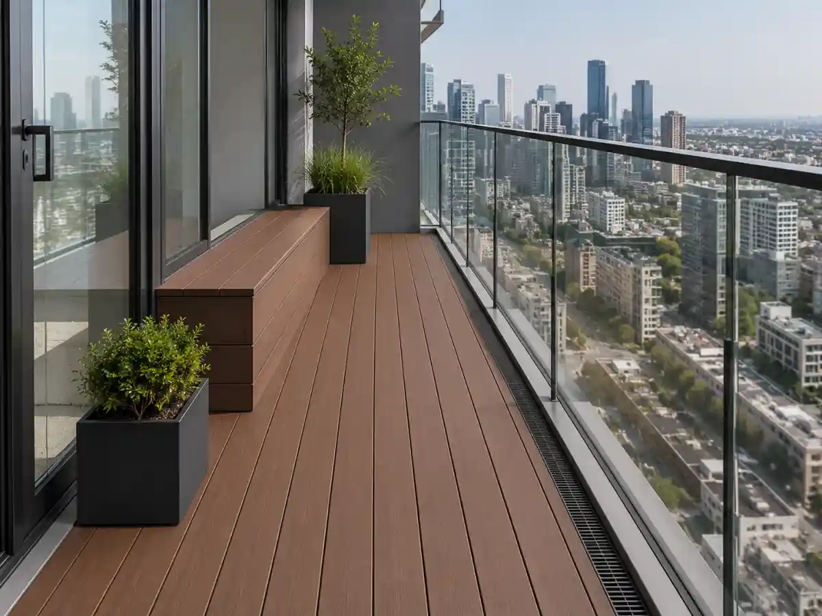 Composite decking on a rooftop terrace