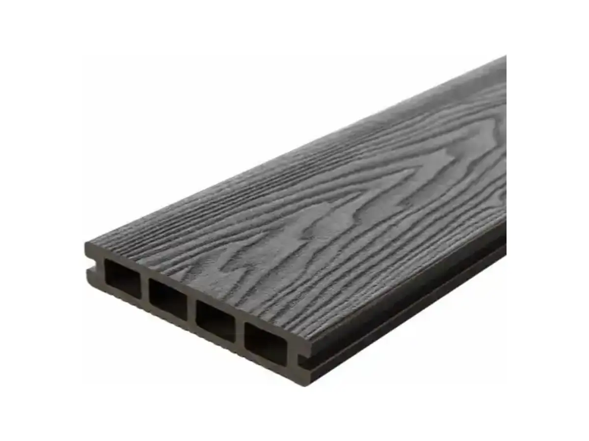 Super 3D embossed composite decking board in dark grey