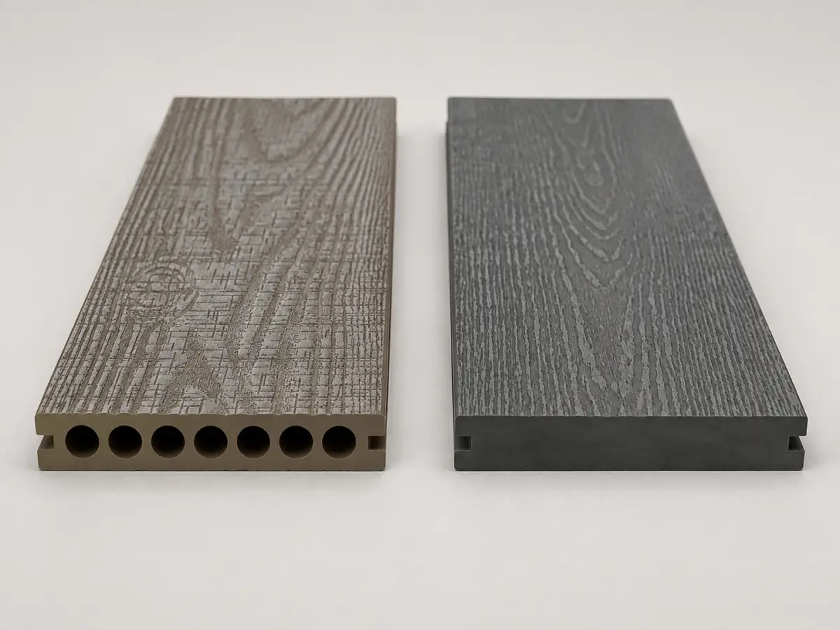 Hollow and solid composite decking profile comparison