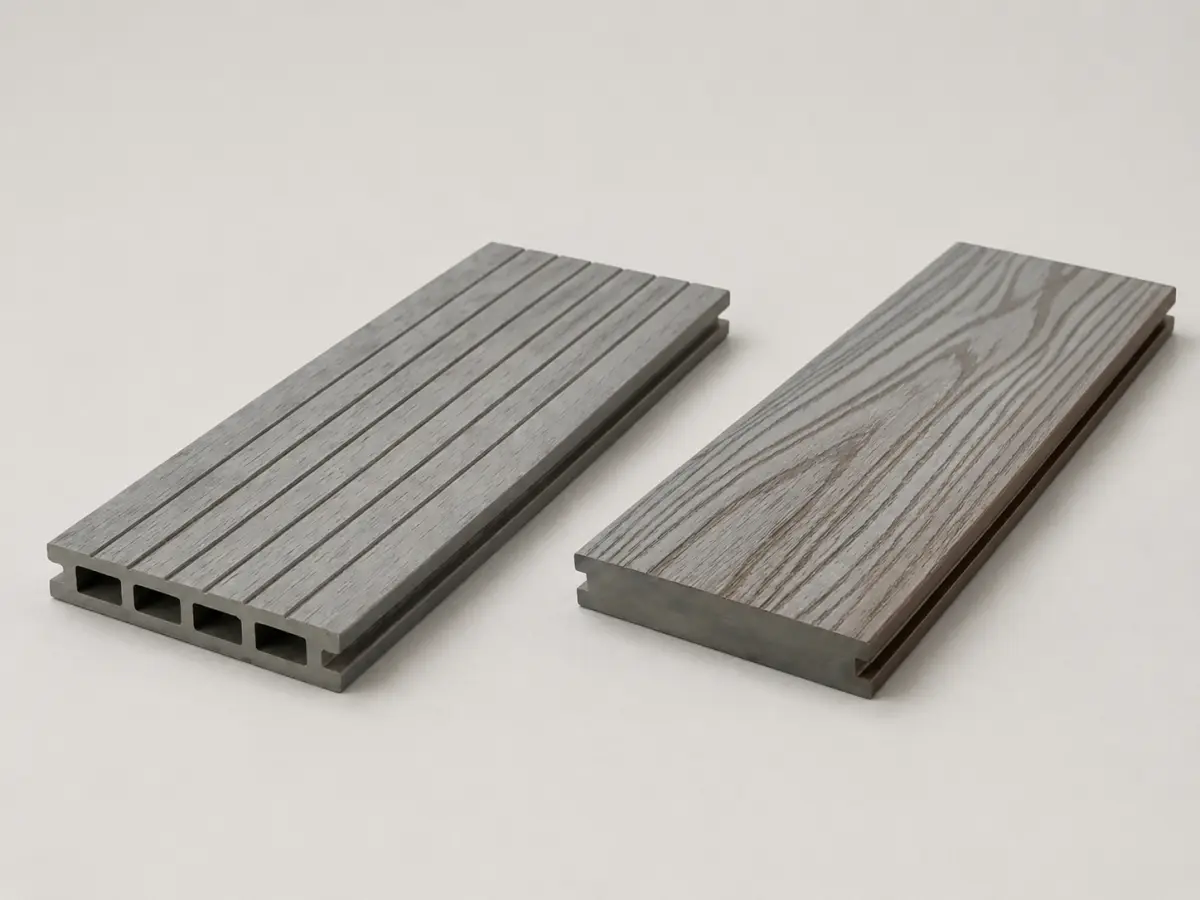 Traditional and capped composite decking surface comparison