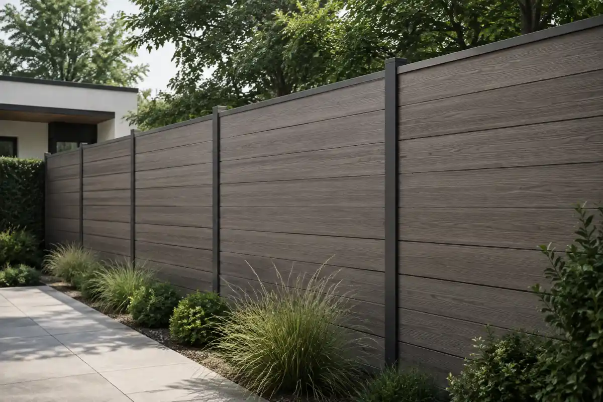 wpc-category-composite-fence WPC composite fence used as an outdoor privacy screen