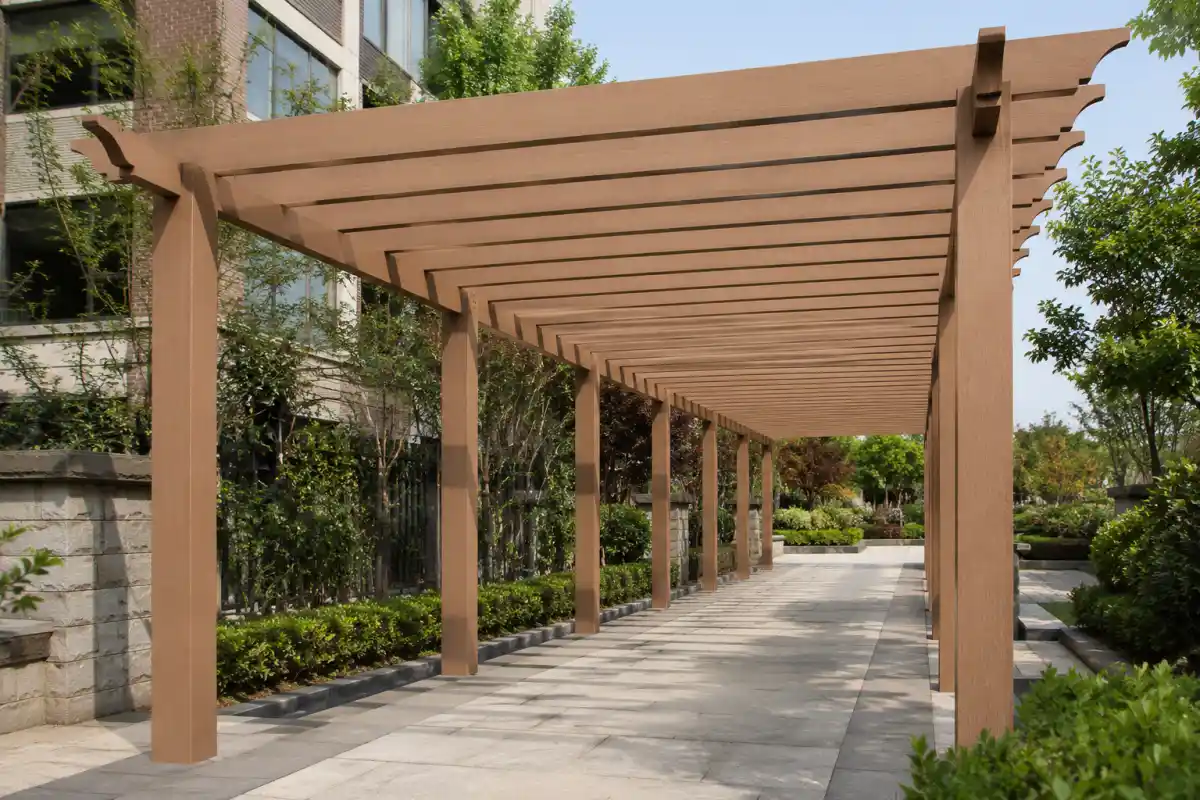 wpc-category-composite-pergola-v2 Composite pergola installed over an outdoor terrace