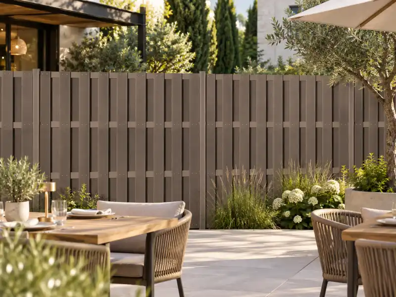 Composite fence used as a commercial landscape screen